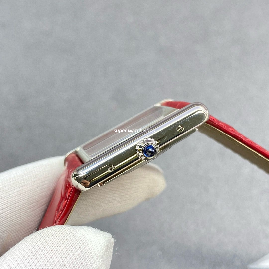 F1 Factory Cartier Tank Louis Cartier WSTA0054 25.5mm Steel Leather Strap Red Dial - Image 6
