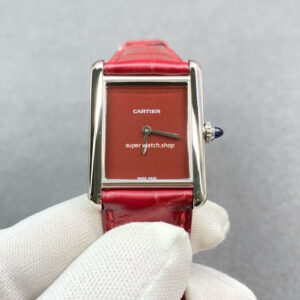F1 Factory Cartier Tank Louis Cartier WSTA0054 25.5mm Steel Leather Strap Red Dial