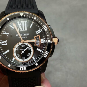 F5 Factory Cartier Calibre de Cartier Diver W2CA0004 42mm Steel Rubber Strap Roman Numerals Black Dial
