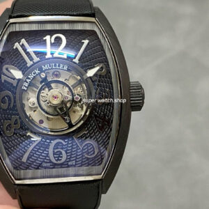 FM Factory Franck Muller Grand Central Tourbillon CX 36 T CTR CARBON TT NR BR 44mm Carbon Rubber Canvas Strap Arabic Numerals Black Dial