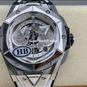 HB Factory Hublot Big Bang Sang Bleu 418.NX.2001.RX.MXM20 45mm Titanium White Rubber Strap Skeletonized White Dial