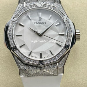 HB Factory Hublot Classic Fusion 550.NS.2200.RW.1804.ORL20 40mm Diamond Steel White Rubber Strap White Dial