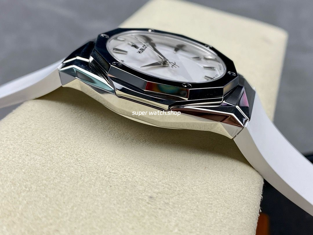 HB Factory Hublot Classic Fusion 550.NS.2200.RW.ORL20 40mm Steel White Rubber Strap White Dial - Image 5