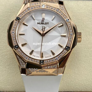 HB Factory Hublot Classic Fusion 550.OS.2200.RW.1804.ORL20 40mm Diamond Rose Gold White Rubber Strap White Dial