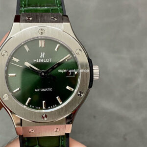 HB Factory Hublot Classic Fusion  565.NX.8970.LR 38mm Titanium Leather Strap Green Dial