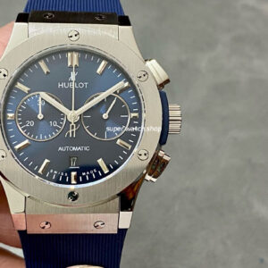 HB Factory Hublot Classic Fusion Chronograph 521.NX.7170.RX 45mm Titanium Rubber Strap Blue Dial