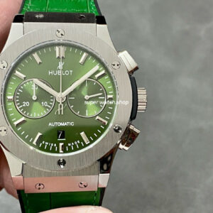 HB Factory Hublot Classic Fusion Chronograph 521.NX.8970.LR 45mm Titanium Leather Strap Green Dial