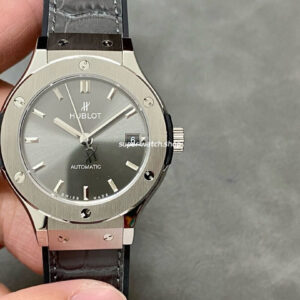 HB Factory Hublot Classic Fusion Racing Grey 565.NX.7071.LR 38mm Titanium Leather Strap Grey Dial