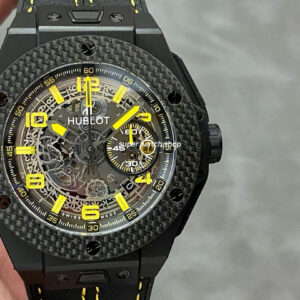 HUB Factory Hublot Big Bang Ferrari 401.CQ.0129.VR 45mm Carbon Leather Strap Arabic Numerals Skeletonized Dial