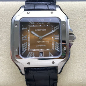 J12 Factory Cartier Santos WSSA0064 39.8mm Leather Strap Roman Numerals Brown Dial