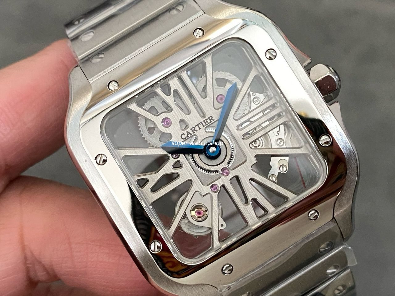 THB Factory Cartier Santos WHSA0015 39.8mm Full Steel Silver Roman Numerals Skeleton Dial - Image 2
