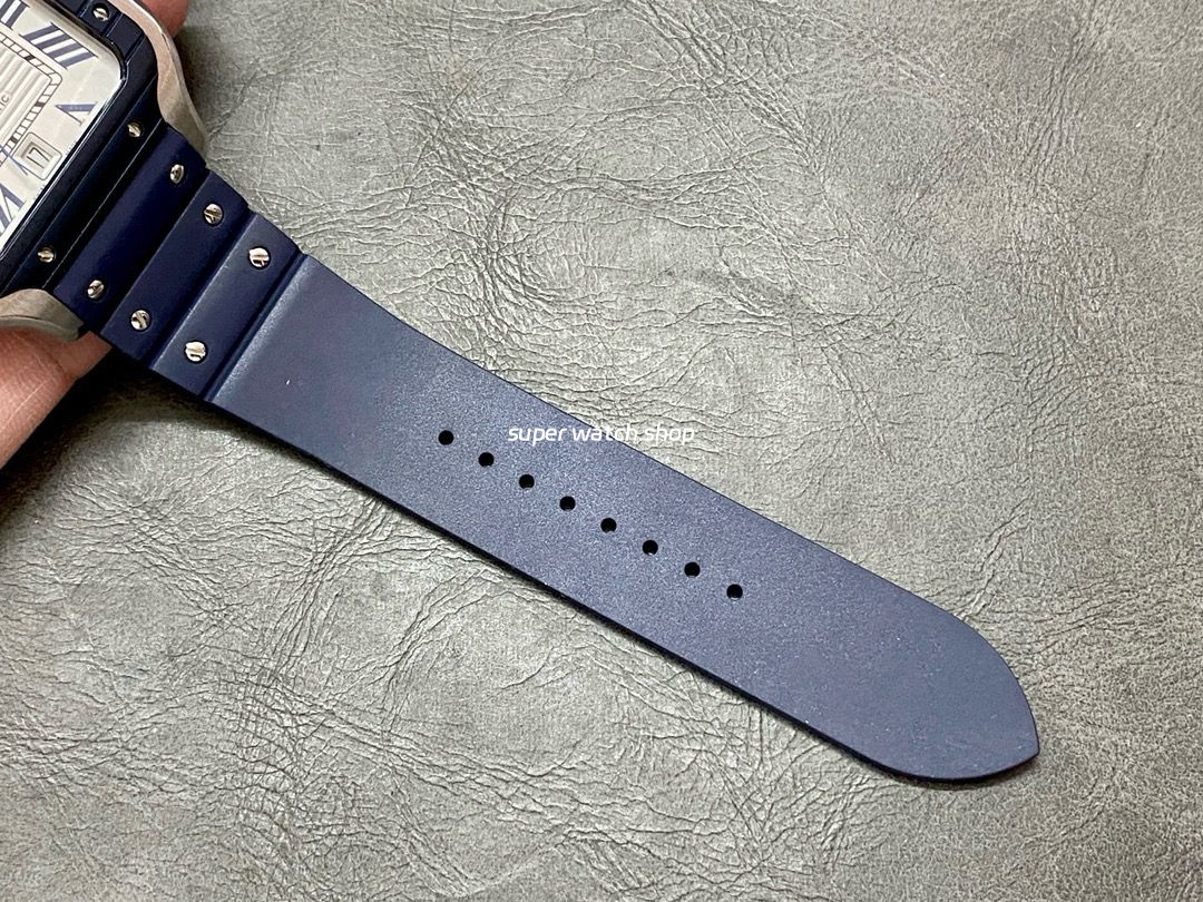 THB Factory Cartier Santos WSSA0047 39.8mm Steel Rubber Strap Roman Numerals Grey Dial - Image 9