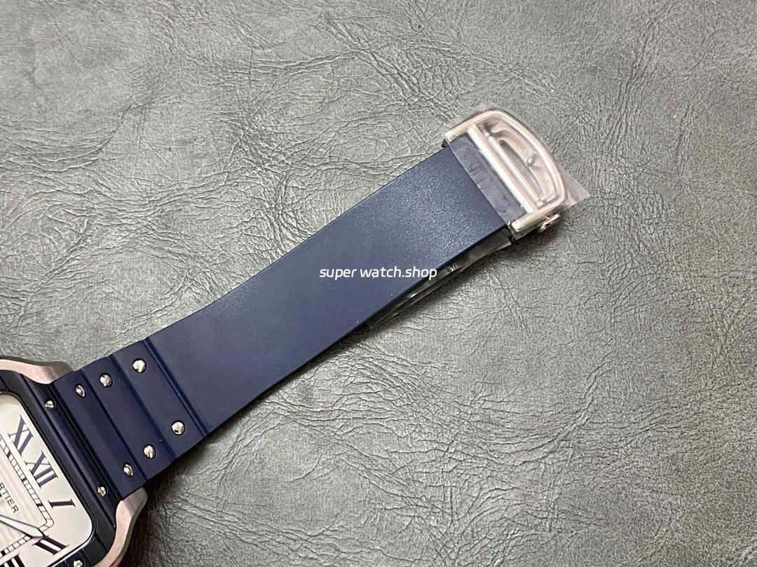THB Factory Cartier Santos WSSA0047 39.8mm Steel Rubber Strap Roman Numerals Grey Dial - Image 8