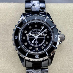TW Factory Chanel Quartz J12 H1625 33mm Full Black Ceramic Diamond Black Dial
