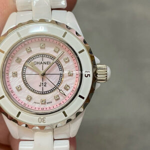 TW Factory Chanel Quartz J12 H5513 33mm Full White Ceramic Diamond Pink Dial
