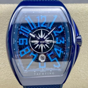 T+plus Factory Franck Muller V45 Yacht Limited Edition 45mm Blue Ceramic Rubber Strap Blue Arabic Numerals Blue Dial