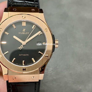 WWF Factory Hublot Classic Fusion 542.OX.1181.LR 42mm Rose Gold Leather Strap Black Dial