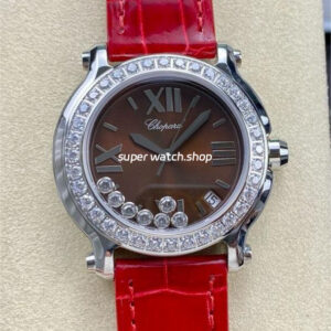 YF Factory Chopard Happy Sport 278475 36mm Steel Leather Strap Roman Numerals Brown Dial