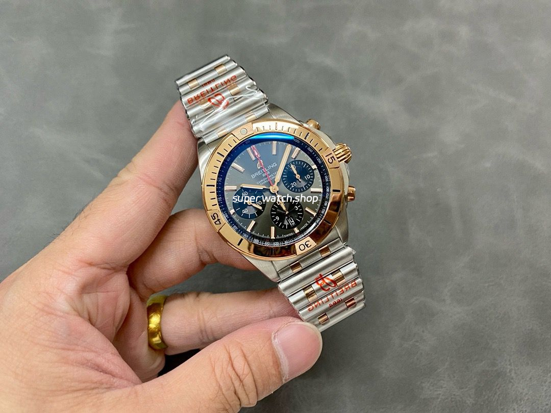 BLS Factory Breitling Chronomat B01 44mm Rose Gold Steel Grey Dial - Image 4