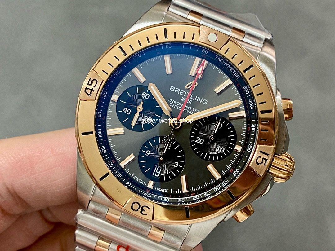 BLS Factory Breitling Chronomat B01 44mm Rose Gold Steel Grey Dial - Image 3