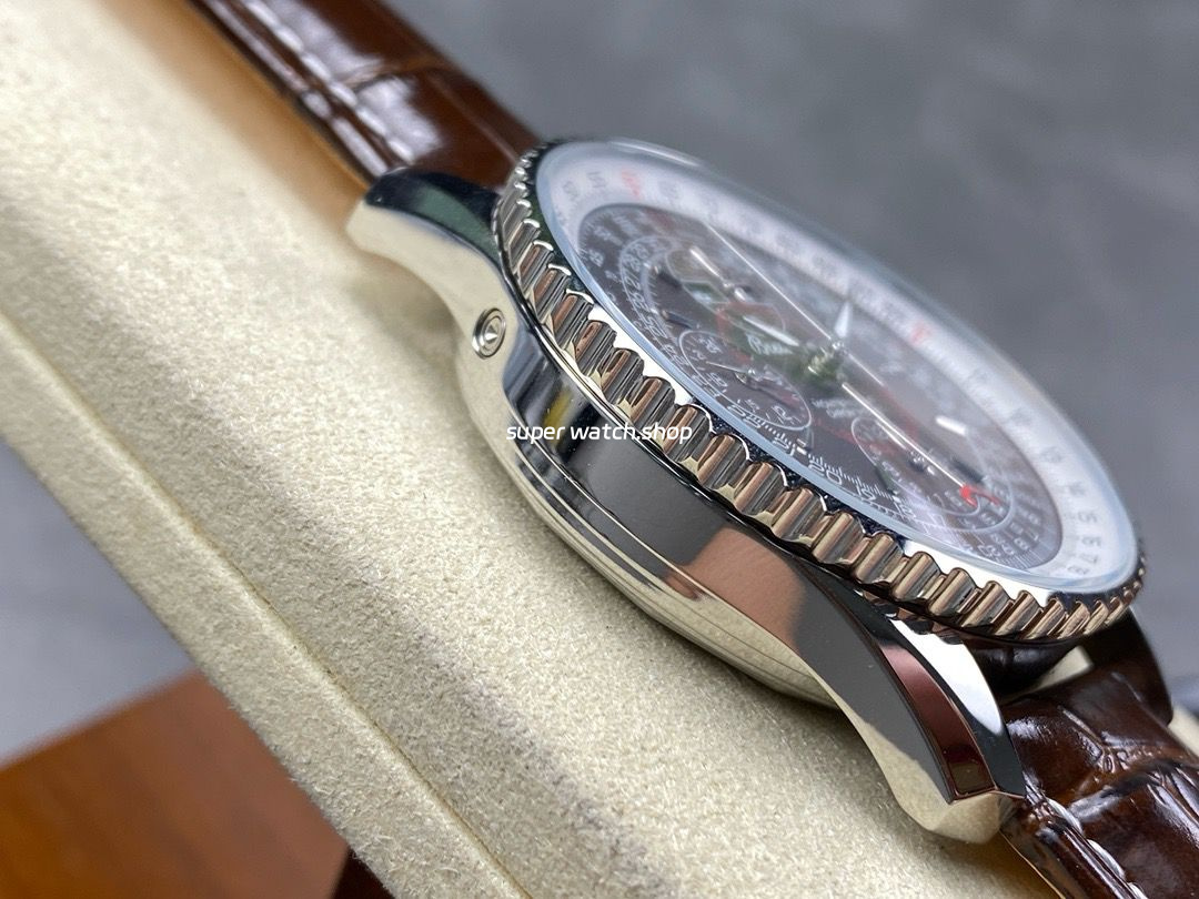 BLS Factory Breitling Montbrillant Datora A2130012Q509 43mm Steel Leather Strap Brown Dial - Image 5