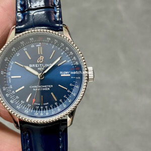 BLS Factory Breitling Navitimer A17395161C1P2 35mm Steel Leather Strap Blue Dial