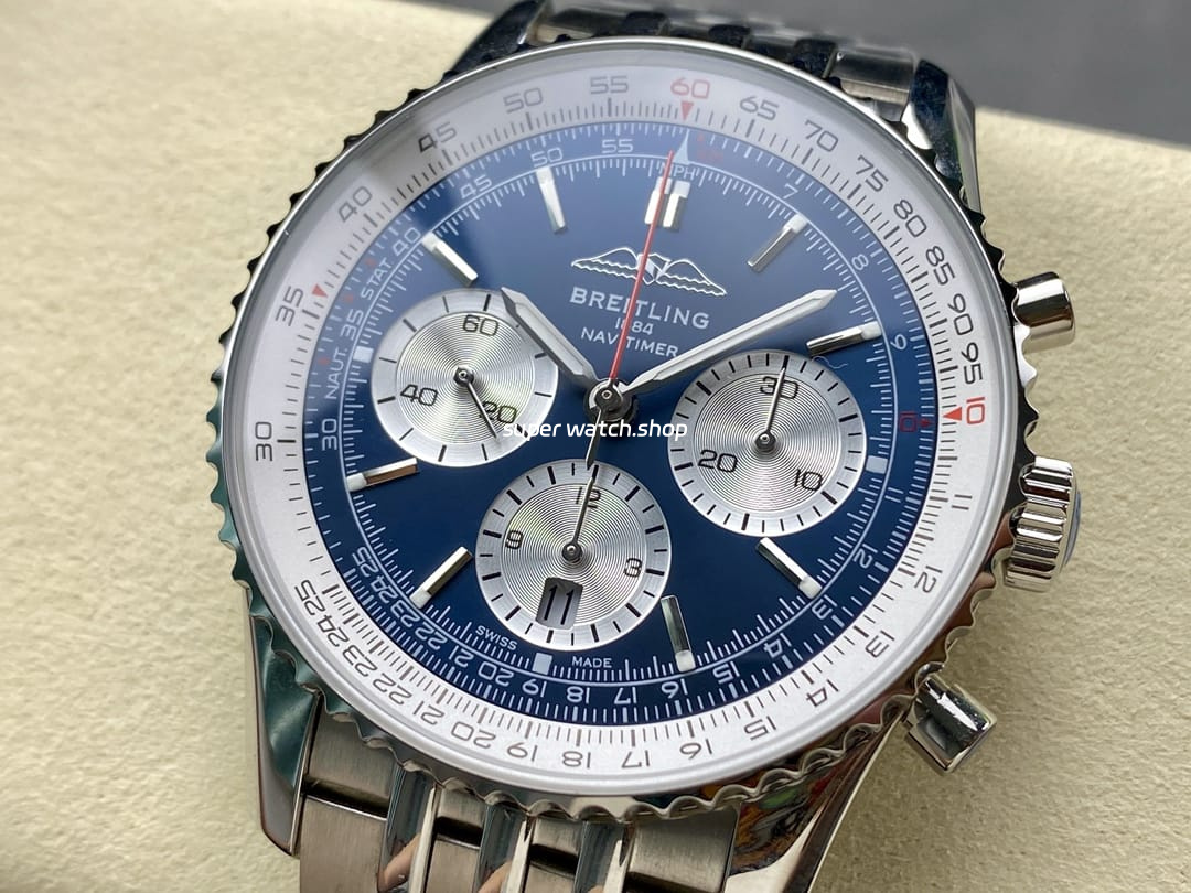 BLS Factory Breitling Navitimer B01 Chronograph 42mm Full Steel Sliver Eye Blue Dial - Image 3