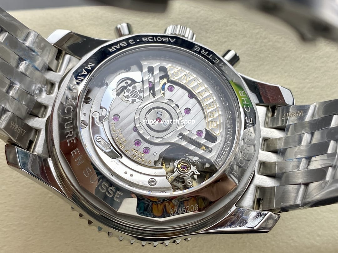 BLS Factory Breitling Navitimer B01 Chronograph 42mm Full Steel Sliver Eye Blue Dial - Image 7