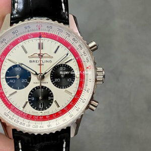 BLS Factory Breitling Navitimer B01 Chronograph AB01383B1G1P1 43mm Steel Leather Strap Black Eye White Dial