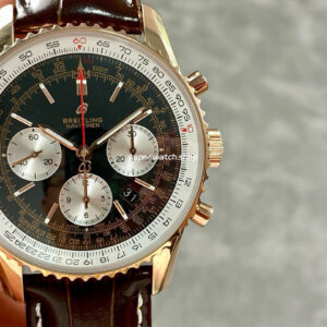BLS Factory Breitling Navitimer B01 Chronograph RB0121211B1P1 43mm Rose Gold Leather Strap Silver Eye Black Dial