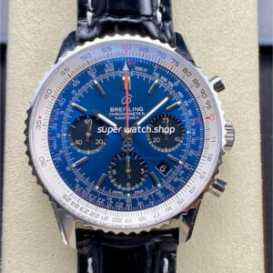 BLS Factory Breitling Navitimer Chronograph AB0121211C1P1 43mm Steel Leather Strap Black Eye Blue Dial