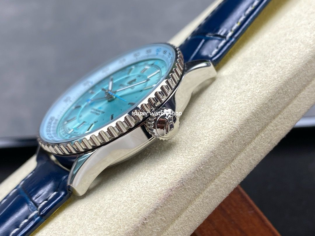 BLS Factory Breitling Navitimer GMT A32310171C1P1 41mm Steel Leather Strap Ice Blue Dial - Image 6