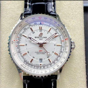 BLS Factory Breitling Navitimer GMT A32310211G1P1 41mm Steel Leather Strap Silver Dial