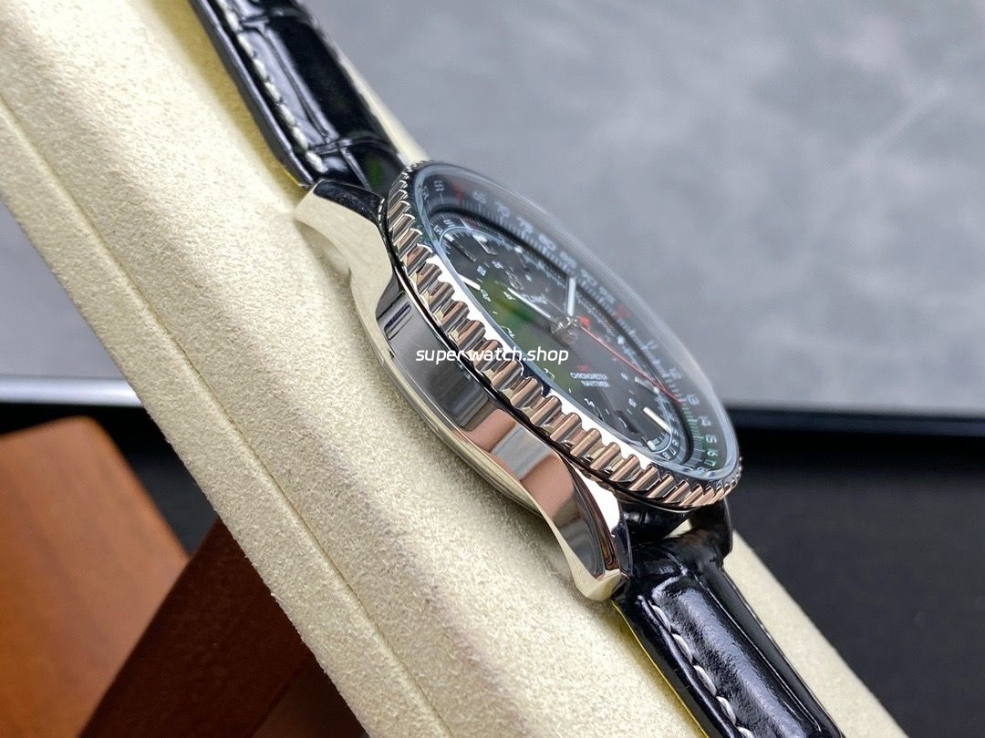 BLS Factory Breitling Navitimer GMT A32310251B1P1 41mm Steel Leather Strap Black Dial - Image 5