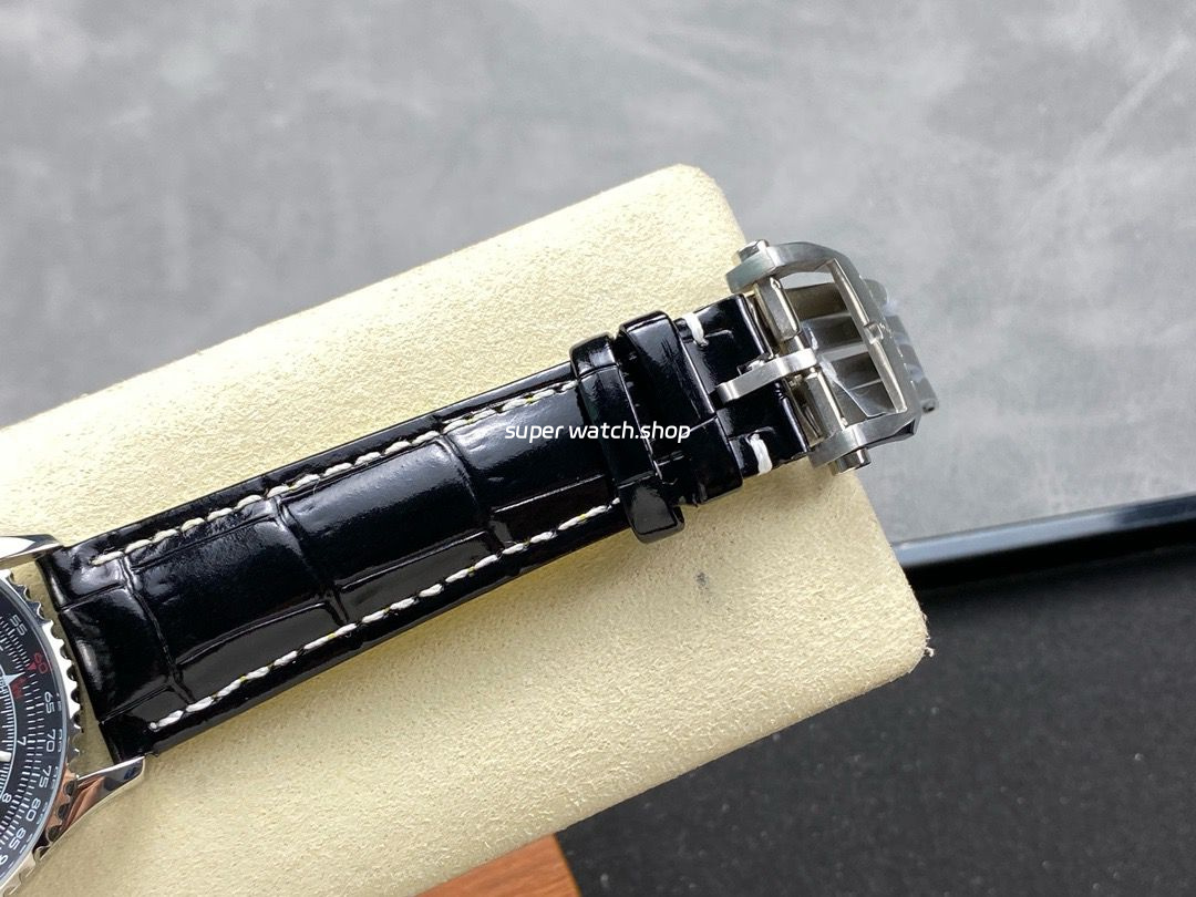BLS Factory Breitling Navitimer GMT A32310251B1P1 41mm Steel Leather Strap Black Dial - Image 8
