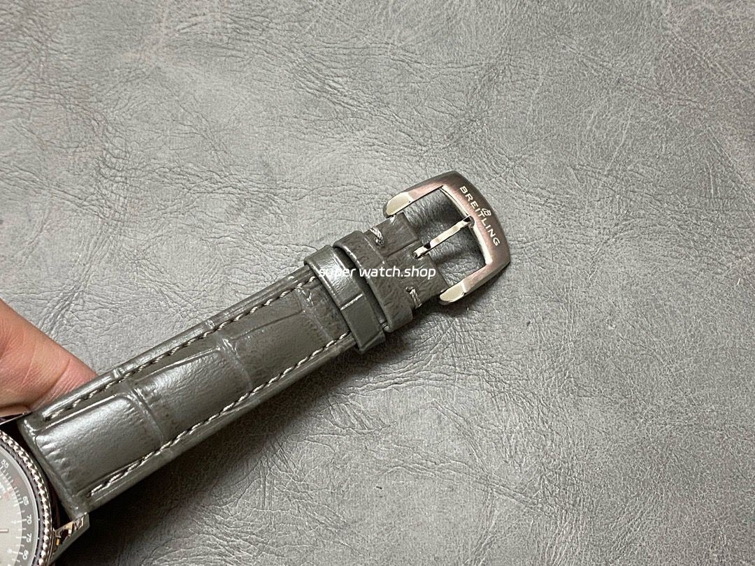 BLS Factory Breitling Navitimer R17395211A1P1 35mm Steel Leather Strap Grey Dial - Image 8