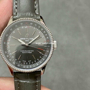 BLS Factory Breitling Navitimer R17395211A1P1 35mm Steel Leather Strap Grey Dial