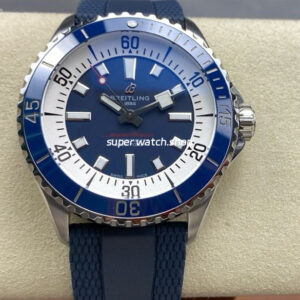 BLS Factory Breitling Superocean A17375E71C1S1 42mm Steel Blue Rubber Strap Blue Dial