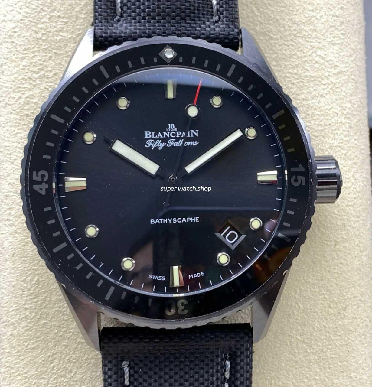 GF Factory Blancpain Fifty Fathoms Bathyscaphe 5000-0130-B52A 43mm Ceramic Textile Strap Black Dial