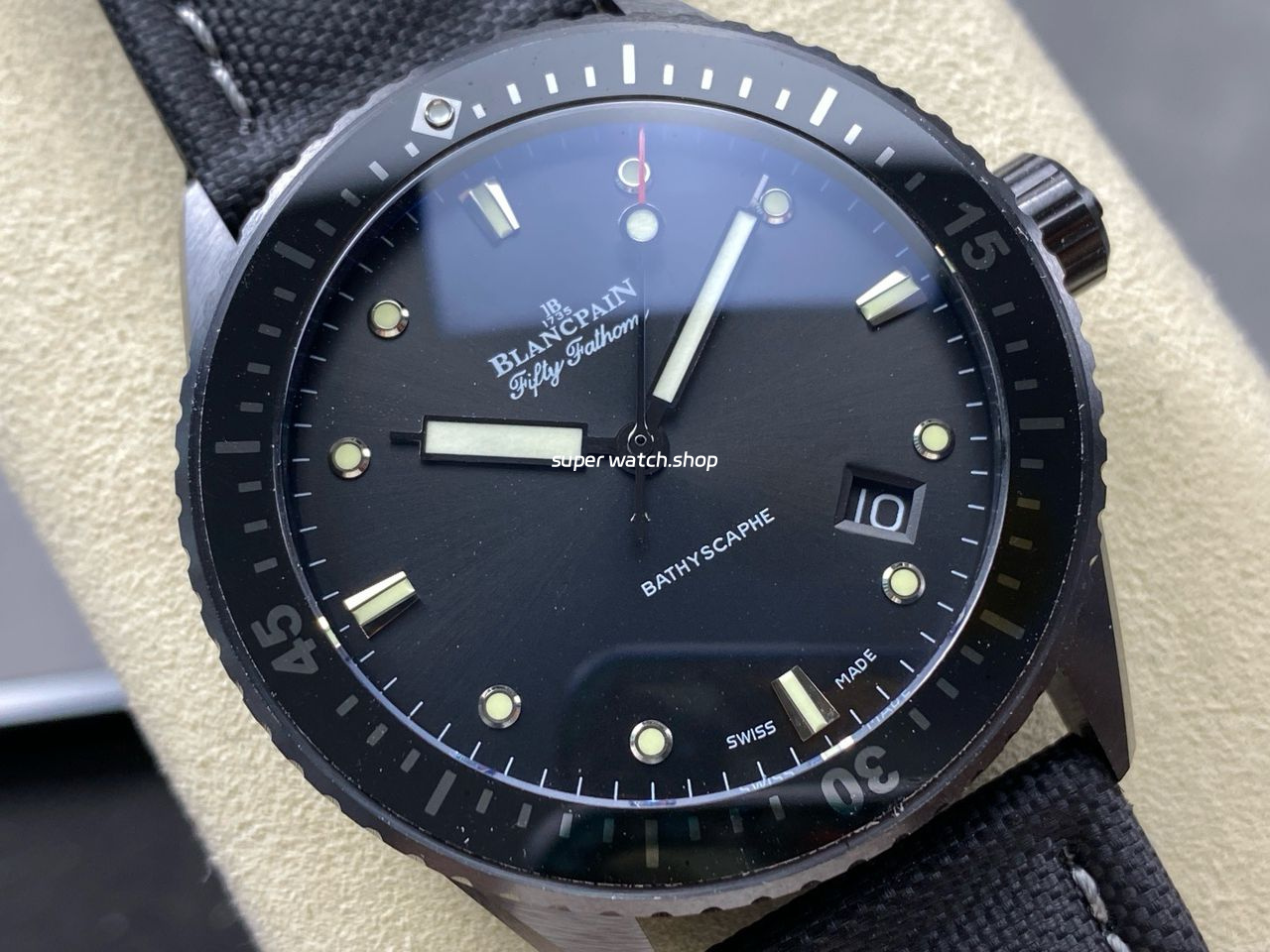GF Factory Blancpain Fifty Fathoms Bathyscaphe 5000-0130-B52A 43mm Ceramic Textile Strap Black Dial - Image 2