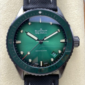 GF Factory Blancpain Fifty Fathoms Bathyscaphe 5000 0153 01S 43mm Ceramic Textile Strap Green Dial
