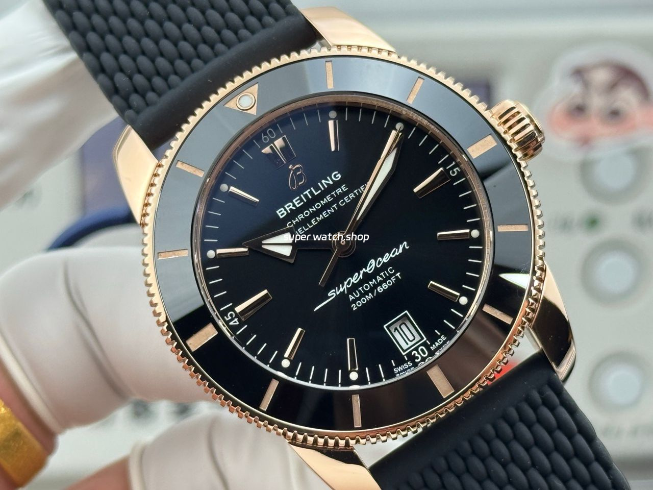 GF Factory Breitling Superocean Heritage B20 RB2010121B1S1 42mm Rose Gold Rubber Strap Black Dial - Image 2
