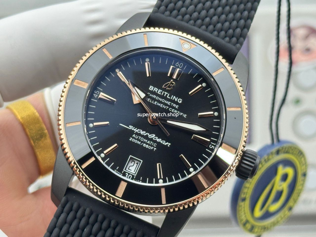 GF Factory Breitling Superocean Heritage B20 UB2010121B1S1 42mm Steel Rubber Strap Black Dial - Image 3
