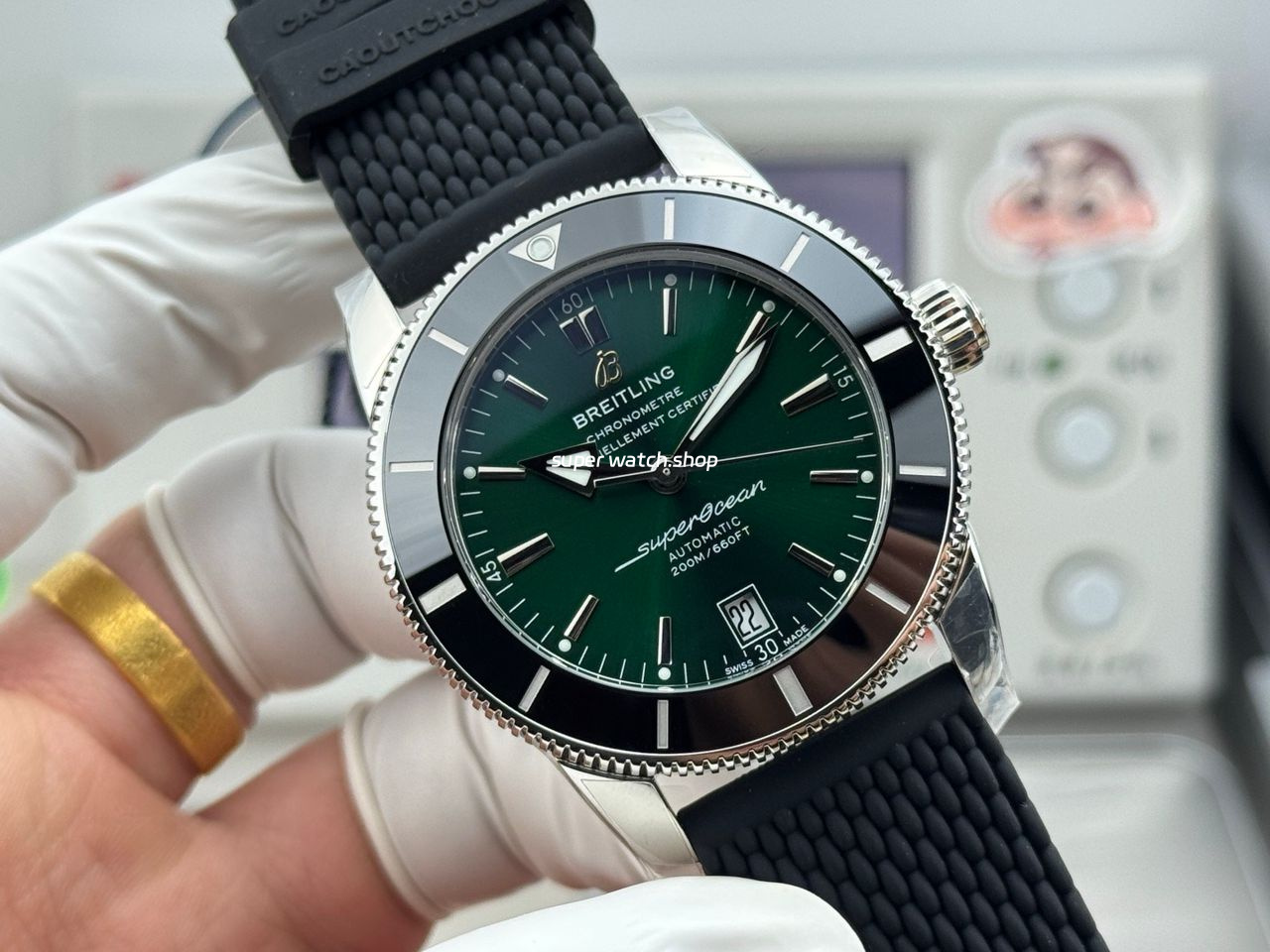 GF Factory Breitling Superocean Heritage B31 AB3111361L1A1 42mm Steel Rubber Strap Green Dial - Image 4