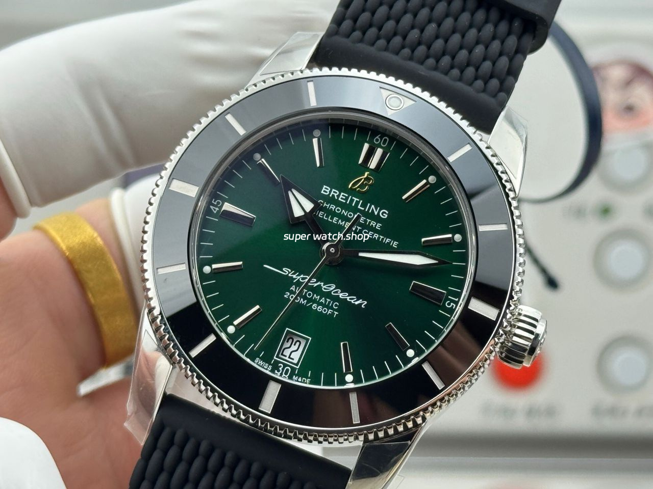 GF Factory Breitling Superocean Heritage B31 AB3111361L1A1 42mm Steel Rubber Strap Green Dial - Image 3
