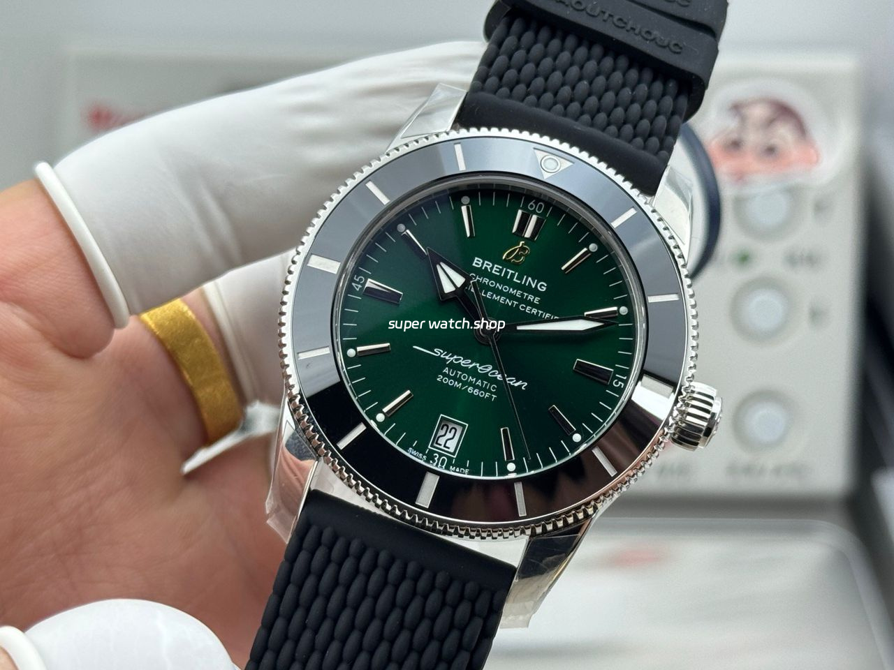 GF Factory Breitling Superocean Heritage B31 AB3111361L1A1 42mm Steel Rubber Strap Green Dial - Image 5