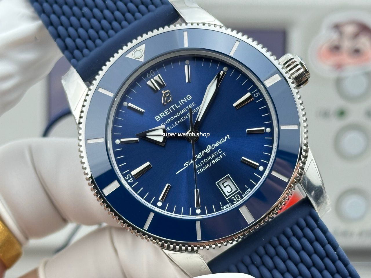 GF Factory Breitling Superocean Heritage ll AB2010 42mm Steel Rubber Strap Blue Dial - Image 2