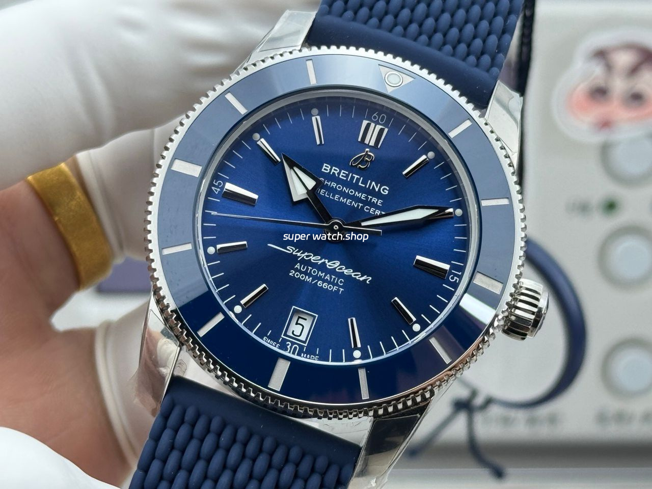 GF Factory Breitling Superocean Heritage ll AB2010 42mm Steel Rubber Strap Blue Dial - Image 3