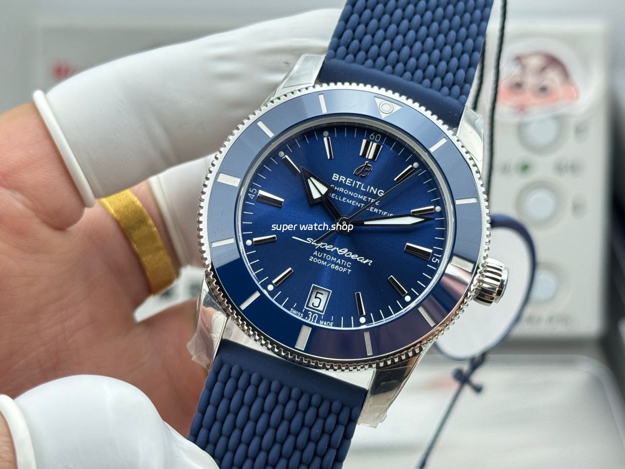 GF Factory Breitling Superocean Heritage ll AB2010 42mm Steel Rubber Strap Blue Dial - Image 4