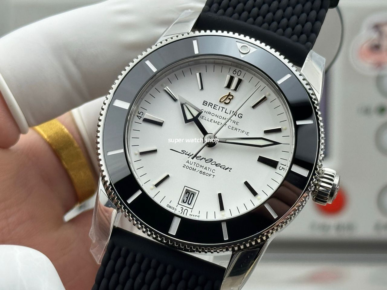 GF Factory Breitling Superocean Heritage ll AB201012.G827154A 42mm Steel Rubber Strap White Dial - Image 3